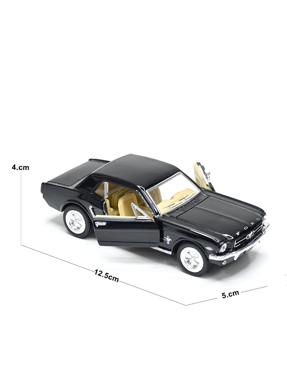 KiNSMART 1964 1/2 Ford Mustang 1:36 Scale 5" Die Cast Metal Model Classic Toy Car (Black)