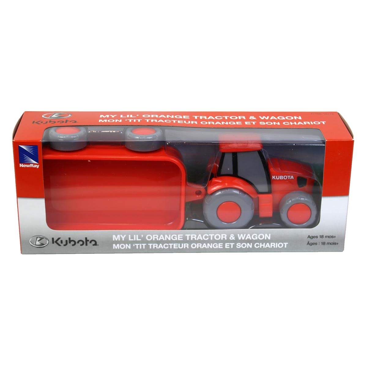 NewRay Pre-School Kubota Lil' Orange Farm Tractor and Wagon