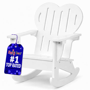 Emily Rose 18" Doll Adirondack Rocking Chair - Pink Wooden Heart-Back Design Furniture with Smooth Rocking Motion - USA Brand - Compatible