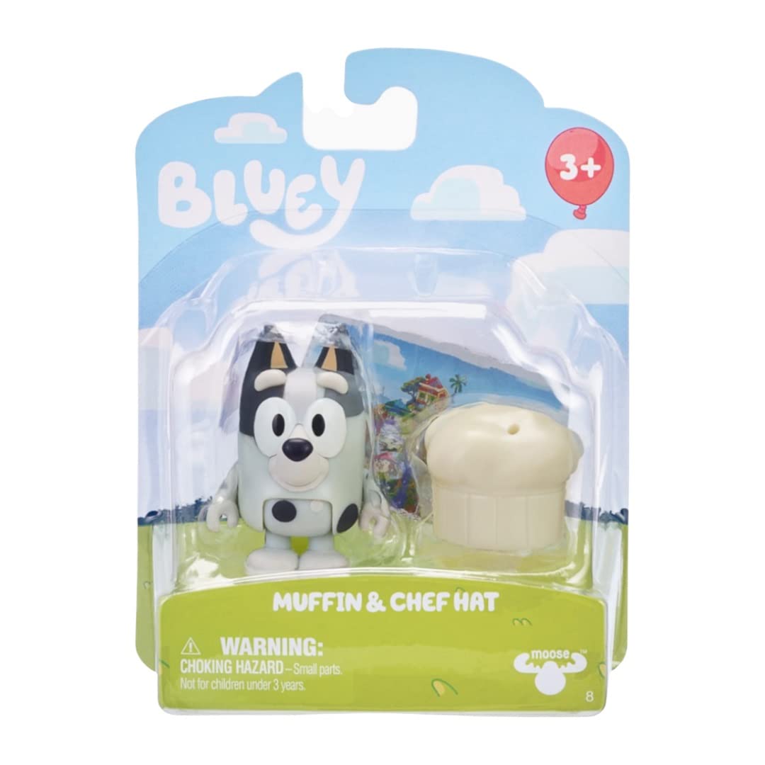 Bluey Story Starters - Choose from 8 Figures - Bluey, Bingo, Honey, Snickers, Indy, or Muffin - Ages 3+ (Muffin & Chef Hat)
