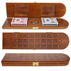 Pacific Shore Games Wooden Cribbage Board Game Set, Walnut Stained Continuous 3 Track for 2-3 Players, Card Storage
