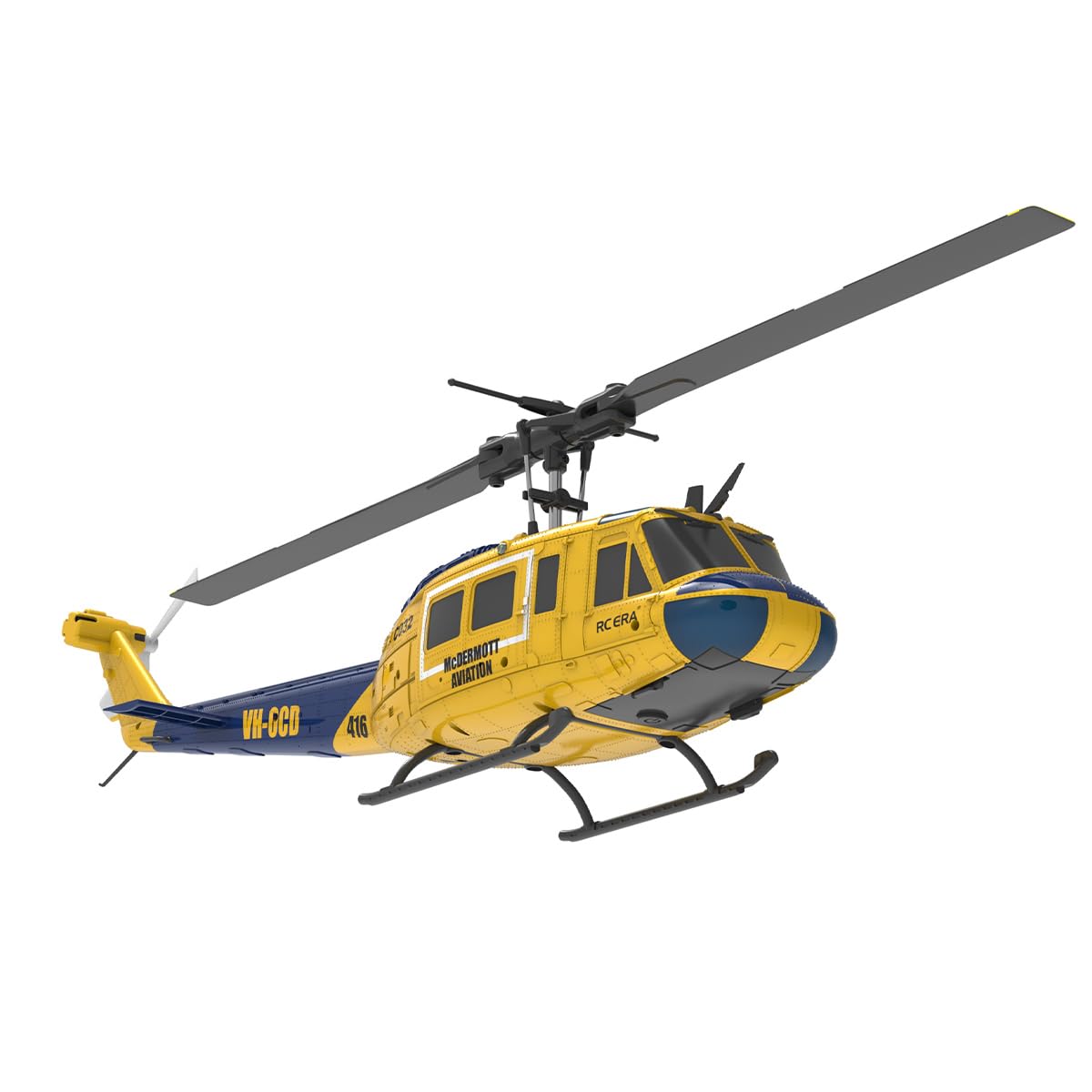 Joponnydiy C032 UH-1 Huey RC Helicopter for Adults, 1/48 Scale 2.4G 6CH Flybarless Remote Control Military Helicopter, 3D Stunt Flight