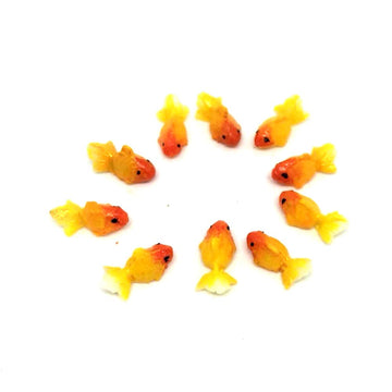an_Shop 10pcs Artificial Animal Accessories Clay Goldfish Packs Miniature Figurine Mini Decorative for DIY Ornament Craft DIY Dollhouse Yellow Color