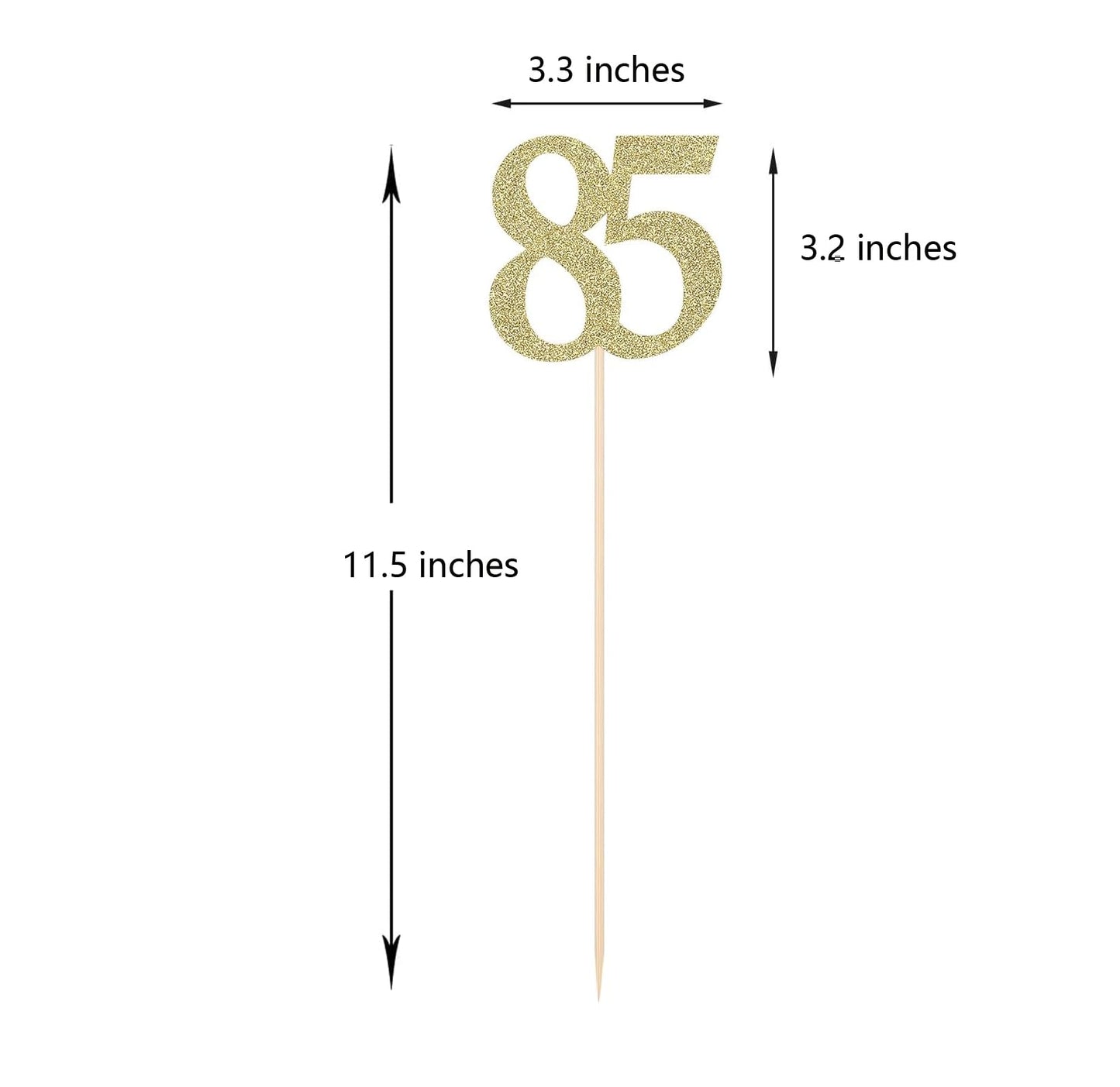 Pack of 10 Gold Glitter 85th Birthday Centerpiece Sticks Number 85 Table Topper Age Letter Decorations