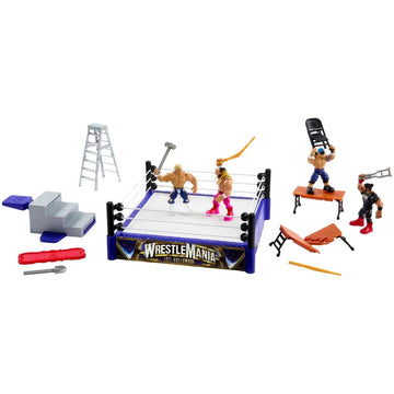 WWE Knuckle Crunchers Mini Mayhem Ring Bundle Playset, Cody Rhodes, John Cena, Seth Rollins Figures