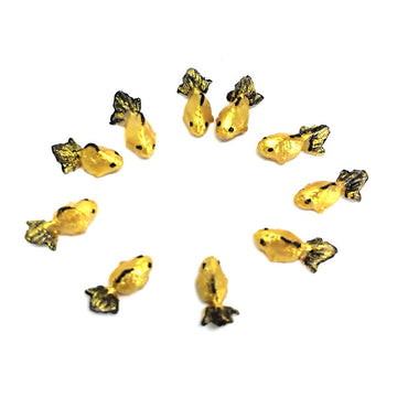 An_Shop 10pcs Artificial Animal Accessories Clay Goldfish Packs Miniature Figurine Mini Decorative for DIY Ornament Craft DIY Dollhouse Gold Color