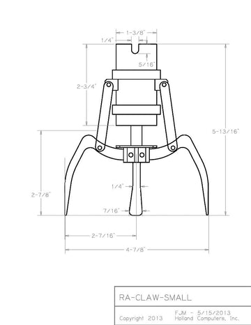 Crane machine mid size replacement claw hand, height is 6.5 inches