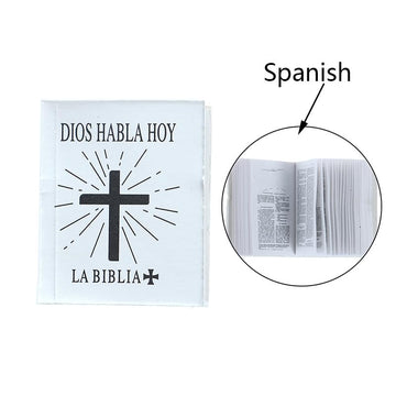 Mini bibles Dollhouse Miniature Holy Bible Religious Christian Jesus Dolls Books mini Holy Bible Spanish Silver (1.5" H)