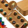 sungka Mancala Board Game, Mancala Board with Metalic Gold Lock - Classic 2-Player Folding Strategy Game, Traditional Mancala for Adults Wooden
