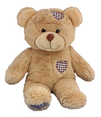 Stuffems Toy Shop Record Your own 16 inch Brown Patches Teddy Bear; Soft and Cuddly Plush Companion; Ready to Love in a Few Easy Steps; add