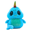 EyeLuvs 5-inch Narwhal- Shake & Sparkle- Blue, Fluffy Narwhal with Glitter Globe Effect Eyes, Stuffed Animal, Made with Kid Safe Materials