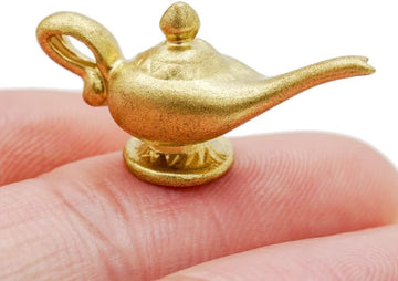 2Pcs Gold 1/12 Miniature Aladdin Genie Lamp Decoration Accessories?Genie Lamp?Dollhouse DIY Accessories?Dollhouse Decor Shooting Props
