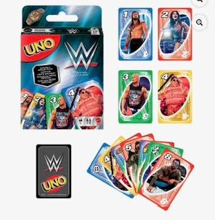 Mattel Games UNO WWE Card Game Featuring Collectible Deck with Fan-Favorite Superstars for Kids & Family Nights & Parties