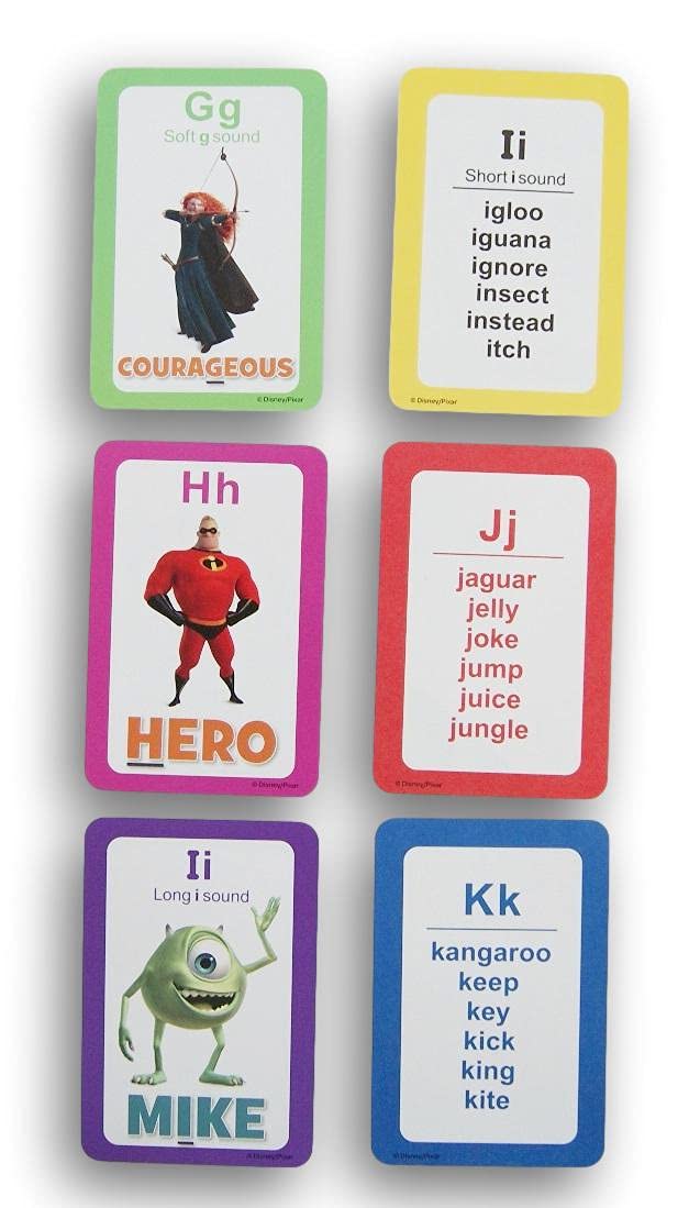 Flash Cards Phonics with Pixar Characters - Nemo, Monsters, Inc.(Pre-K) - 36 Count