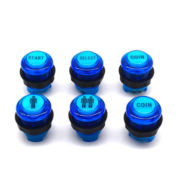 Arcity 6 Pcs/Lot 28mm Arcade LED Push Buttons Illuminated Player 1P 2P Coin Start Select Lit Blue with Microswitch for Arcade Machine Games Console