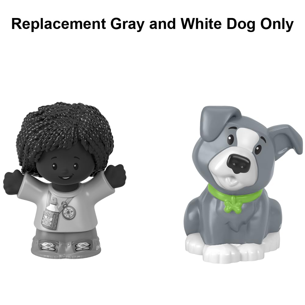 Replacement Part for Fisher-Price Little People Playset HBW73 - Replacement Gray and White Dog Wearing Varied Collar Color