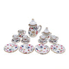 15 Pack Miniature Ceramic Doll Tea Set Dollhouse Tea Cup Set Decoration Accessories for Scale 1:12 Dollhouse Craft (Flowers)