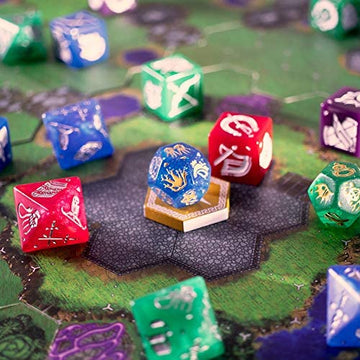 Wiz Dice - Dice Wars: Heroes of Polyhedra | PVP Skirmish Board Game for 2-4 Players | Roll Your Army & Generate a Random Map, & Battle | Ages 14