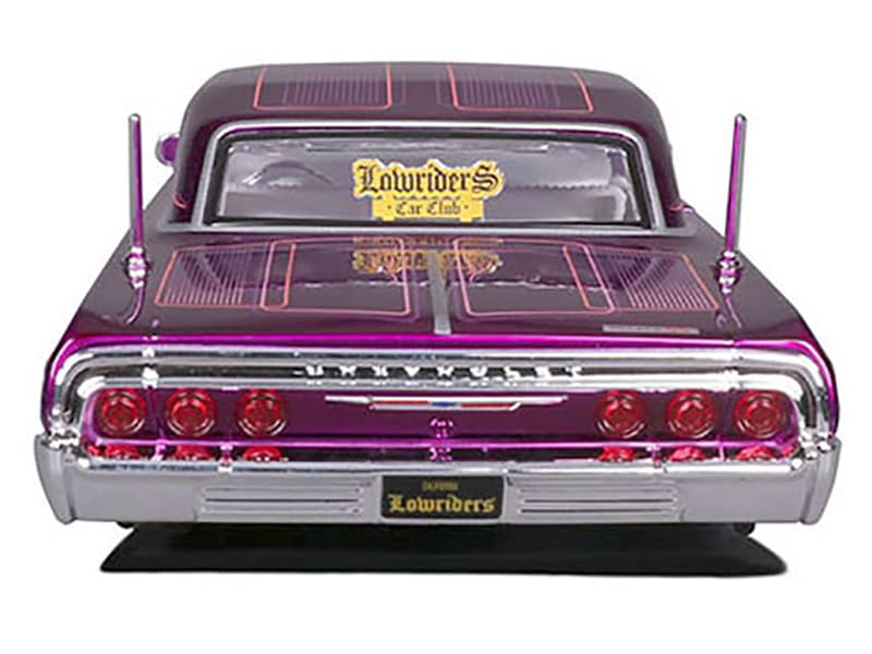 1964 SS Lowrider Candy Purple with Graphics and White Interior Lowriders Series 1/26 Diecast Model Car 32547-PUR