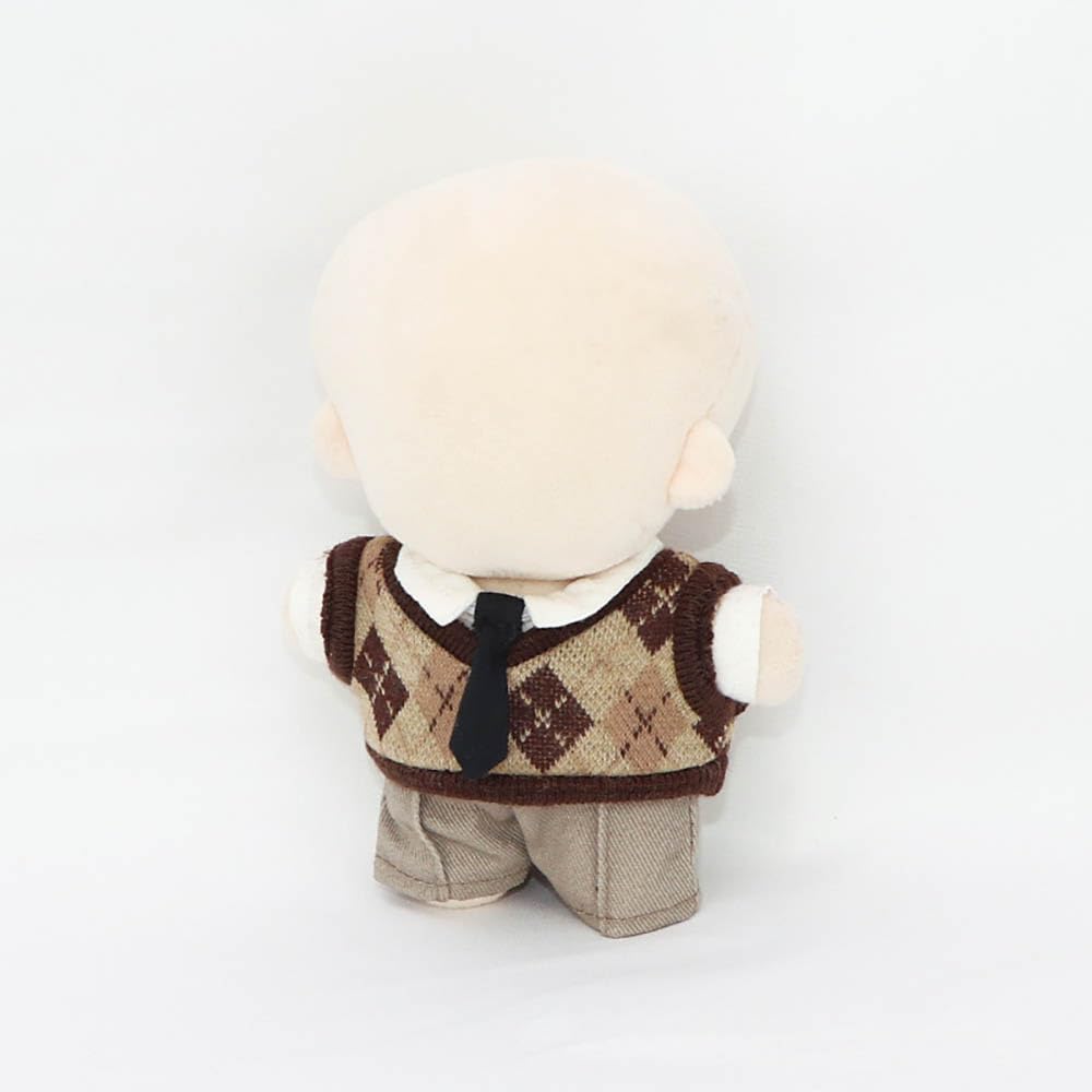 niannyyhouse 10cm Plush Doll Clothes Shirt Pants Tie Vest Campus Suit Dolls Accessories (Brown)