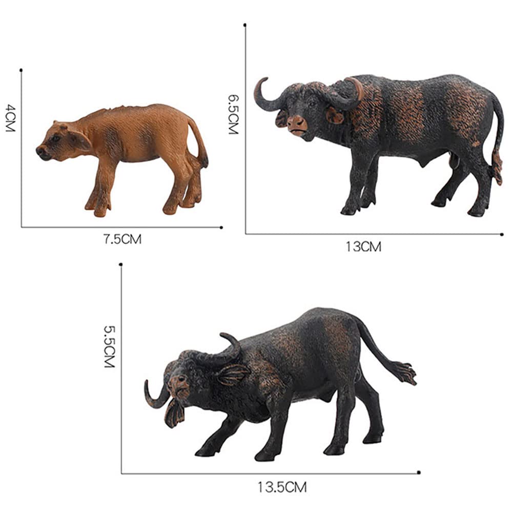 3 Pcs African Safari Bull Action Figure Toy, Realistic Buffalo Figurines Collection Playset Preschool Science Educational Learn Cognitive Props?
