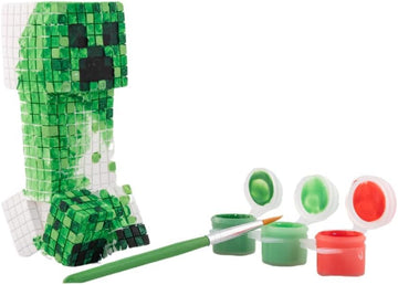 Minecraft Paint Your Own Figurines Set - Bundle with DIY Painting Set Featuring Creeper and Wolf Plus Stickers, More | Minecraft Painting Kit