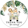 2"" Round - Safari Animals on Jeep Thank You Party Favor Stickers - Set of 40