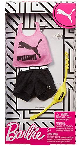 Barbie Clothes: Puma Branded Outfit Doll with 2 Accessories, Shorts Set, Multicolor, Model:GHX79