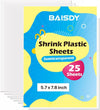 BAISDY 25Pcs Shrink Plastic Sheets, Heat Shrink Paper for Crafts DIY Jewelry Making, 14.5x20cm