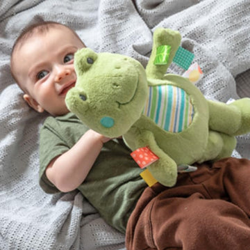 Taggies Stuffed Animal Huggable Plush Soft Toy with Sensory Tags, 11-Inches, Green Peepers Frog