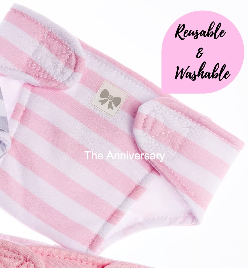 JC Toys Baby Doll 4 Pack Fabric Diapers | Washable, Reusable, Adjustable Eco Diapers | Fits Dolls 14 to 18 inch in Pink/White/Grey