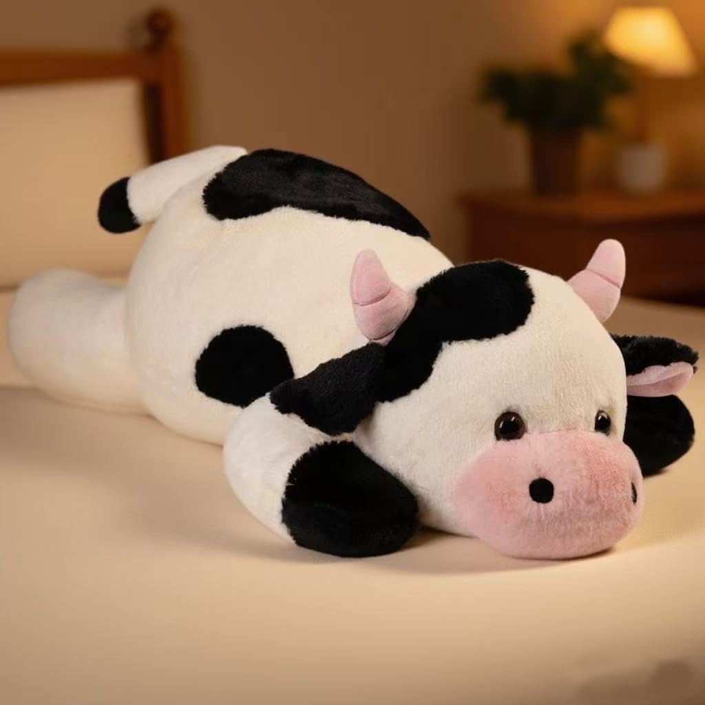 Crillop Weighted Plush Cow Stuffed Animal, 25.6 inches, 5 lbs, Soft Plushie for Kids and Adults (Cow Large)