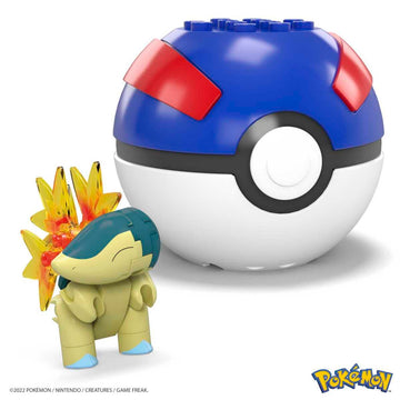 MEGA Pokemon Cyndaquil Building Set with 28 Compatible Bricks and Pieces and Poke Ball, Toy Gift Set for Ages 6 and up
