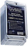 UVBLOC 130pt One Touch Card Holders (5 Pack) Magnetic Baseball Card Sleeves for Trading Thick Jersey Patch Cards Hard Case Protectors Sports Football