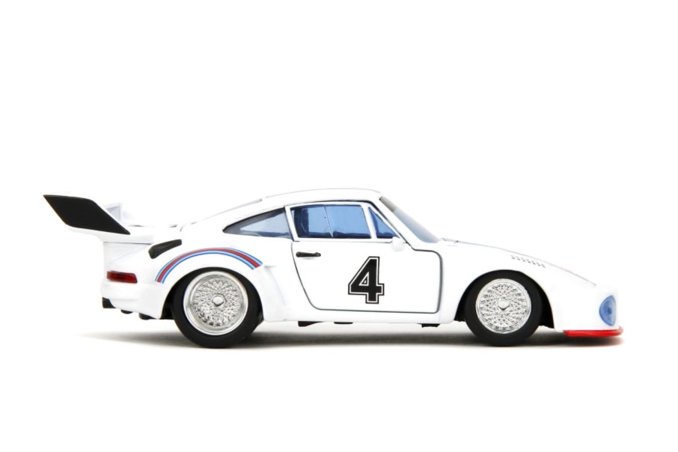 Jada 34793 Porsche 935 Turbo No.4 Jazz White with Blue & Red Stripes Transformers Hollywood Rides Series 1 by 32 Diecast Model Car