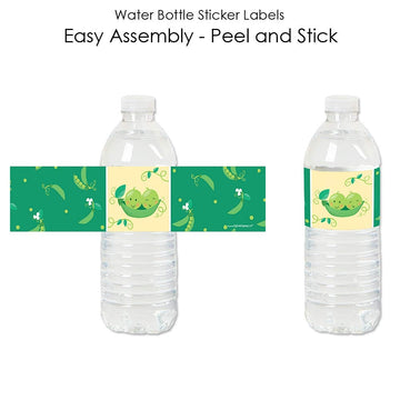 Big Dot of Happiness Double the Fun - Twins Two Peas in a Pod - Baby Shower or First Birthday Party Water Bottle Sticker Labels - Set of 20