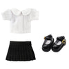 niannyyhouse 1/12 BJD Doll Clothes White Shirt Pleated Skirt Shoes OB11 4.3in Action Figures Doll Dressup (Gray-Blue)