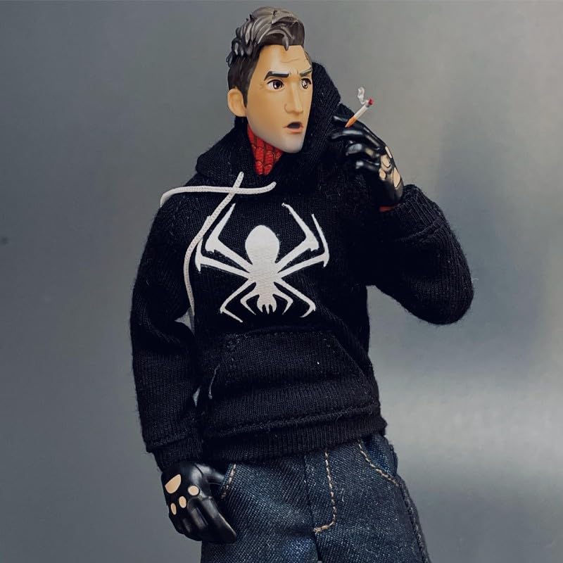 YHNNH 1/12 Scale Figure Clothes Men's Coat, 6-inch Men's Action Figure Doll Printed Hoodie (Black)