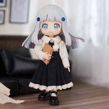 niannyyhouse 1/12 BJD OB11 Doll Clothes White Long-Sleeved Shirt Skirt Doll Dressup (Black)