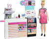 Barbie Coffee Shop with Blonde Curvy Doll and 20+ Realistic Play Pieces: Coffee Shop, Coffee-Smoothie Maker, Milk, Syrup, Coffee & Smoothie Cups &