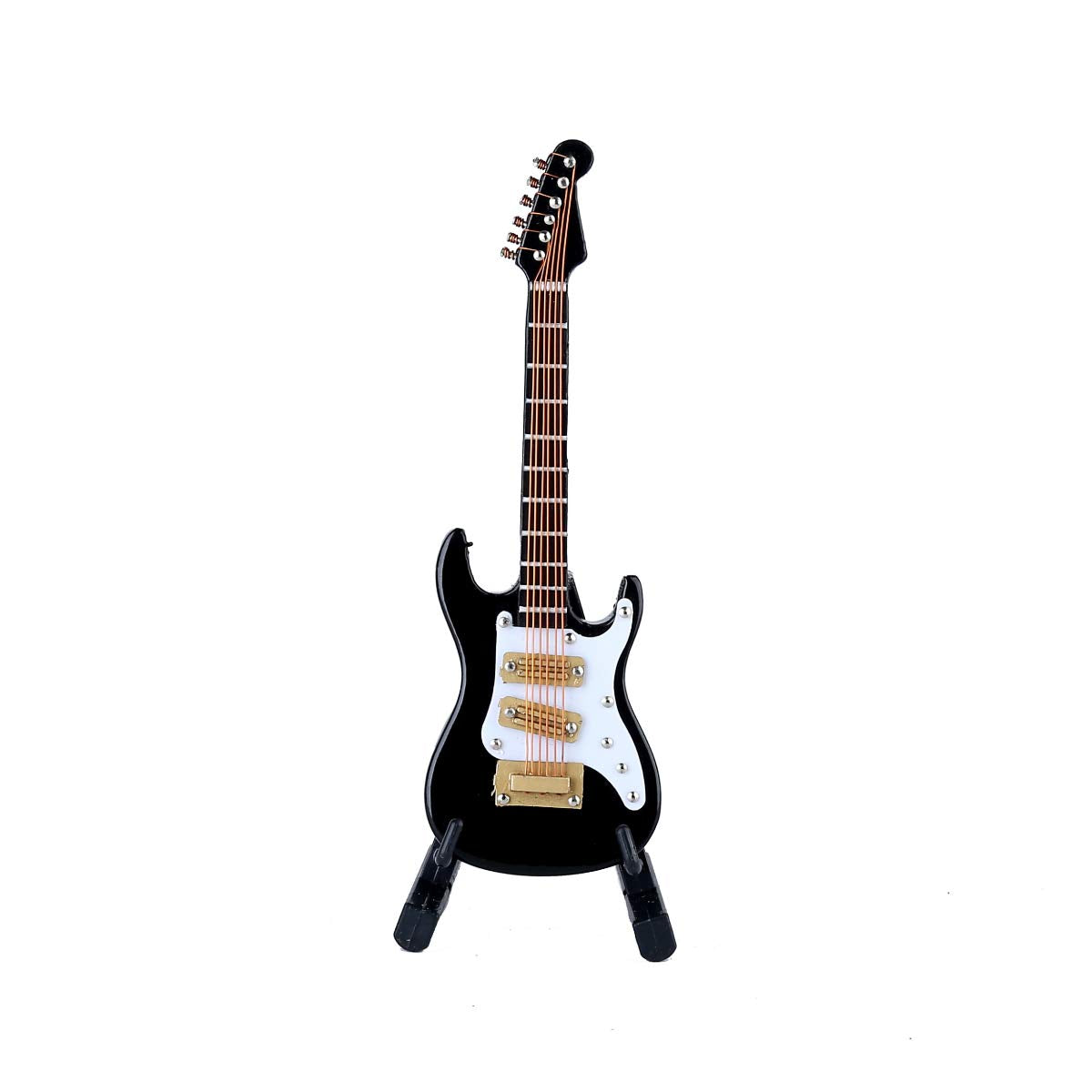 Dselvgvu Wooden Miniature Electric Guitar with Stand and Case Mini Musical Instrument Electric Guitar Replica Collectible Figurines Model Home