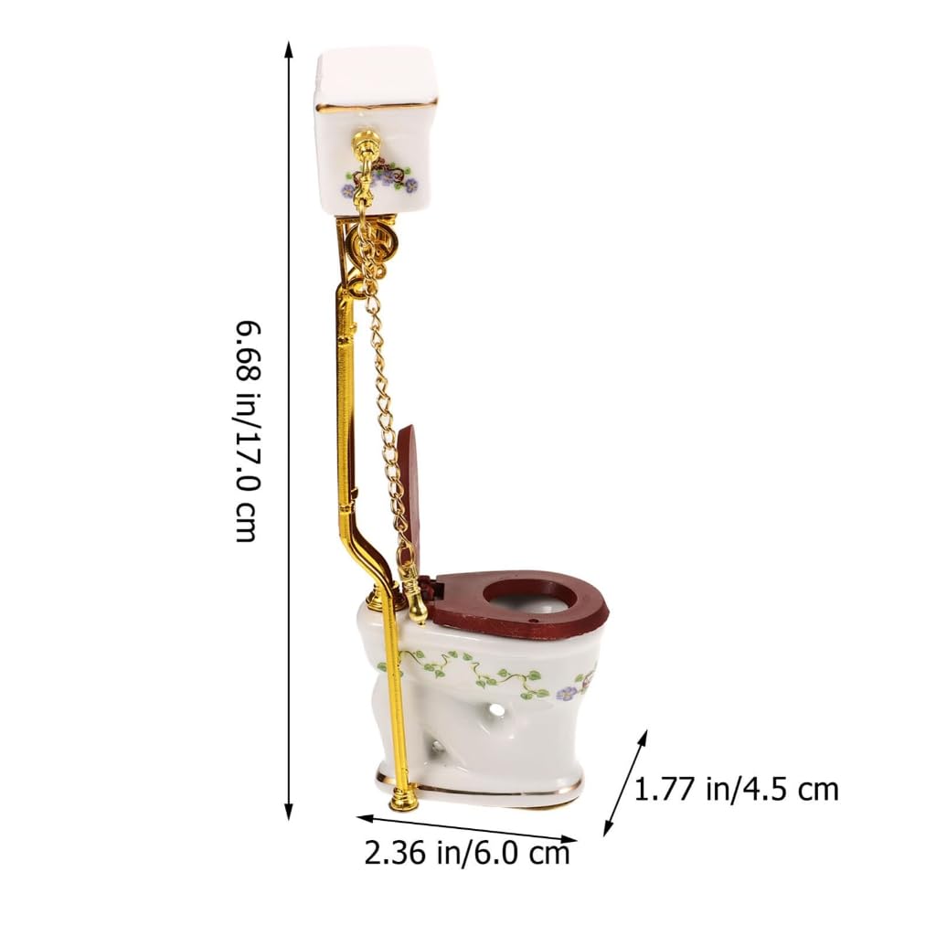 Tiny Ceramic Toilet for Dollhouses Bathroom 1/12 Scale Miniature Furniture Model with Detailed Design