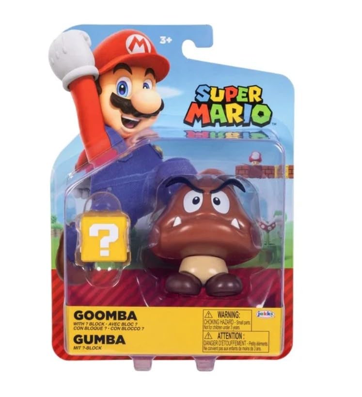 Super Mario Goomba 4 Inch Action Figure with Question Block