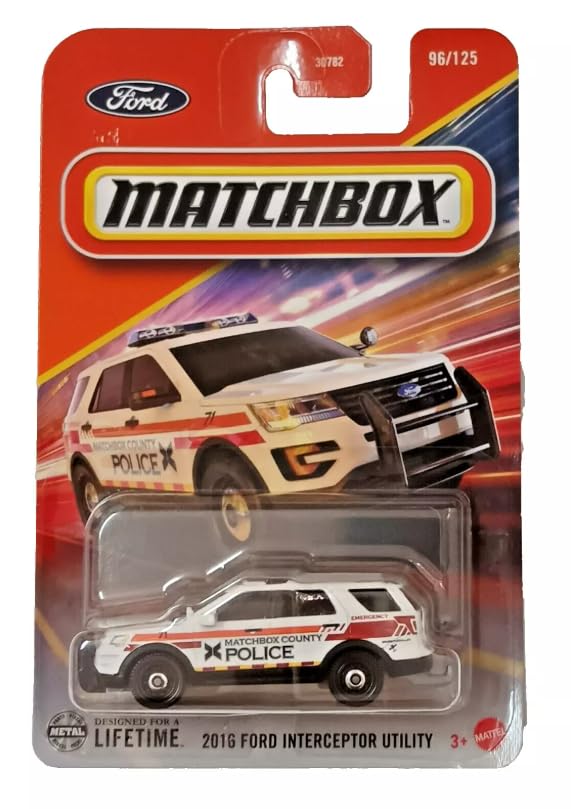 Matchbox Ford Interceptor Utility Diecast Car, 1:64 Scale, White, 2016 Model