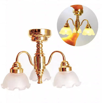 AirAds 1:12 Scale Dollhouse Miniature Light Fixture LED Chandelier Elegant Lightning Living Room Light Dining Room liglht