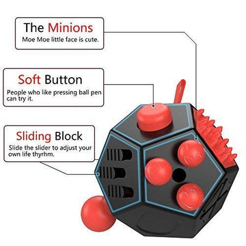 12 Sided Fidget Toys Cube,Dodecagon Fidget Toys for Kids Adults, Relief Stress and Anxiety Anti Depression & Focus for ADHD, ADD, Autism (Red, Normal