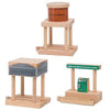 ORBRIUM Wooden Train Tracks Accessories Set Water Tower, Coal Hopper, Diesel Fuel Station Combo Pack for Wooden Railway Compatible with Thomas, Brio