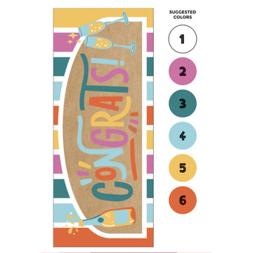 Pink Picasso "Congrats" Paint by Number Banner - DIY for Congratulations Celebrations -Graduation, Engagement, Promotion, Retirement, Anniversary