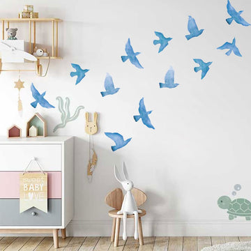 Blue Seagull Anti Bird Collision Glass Stickers Set
