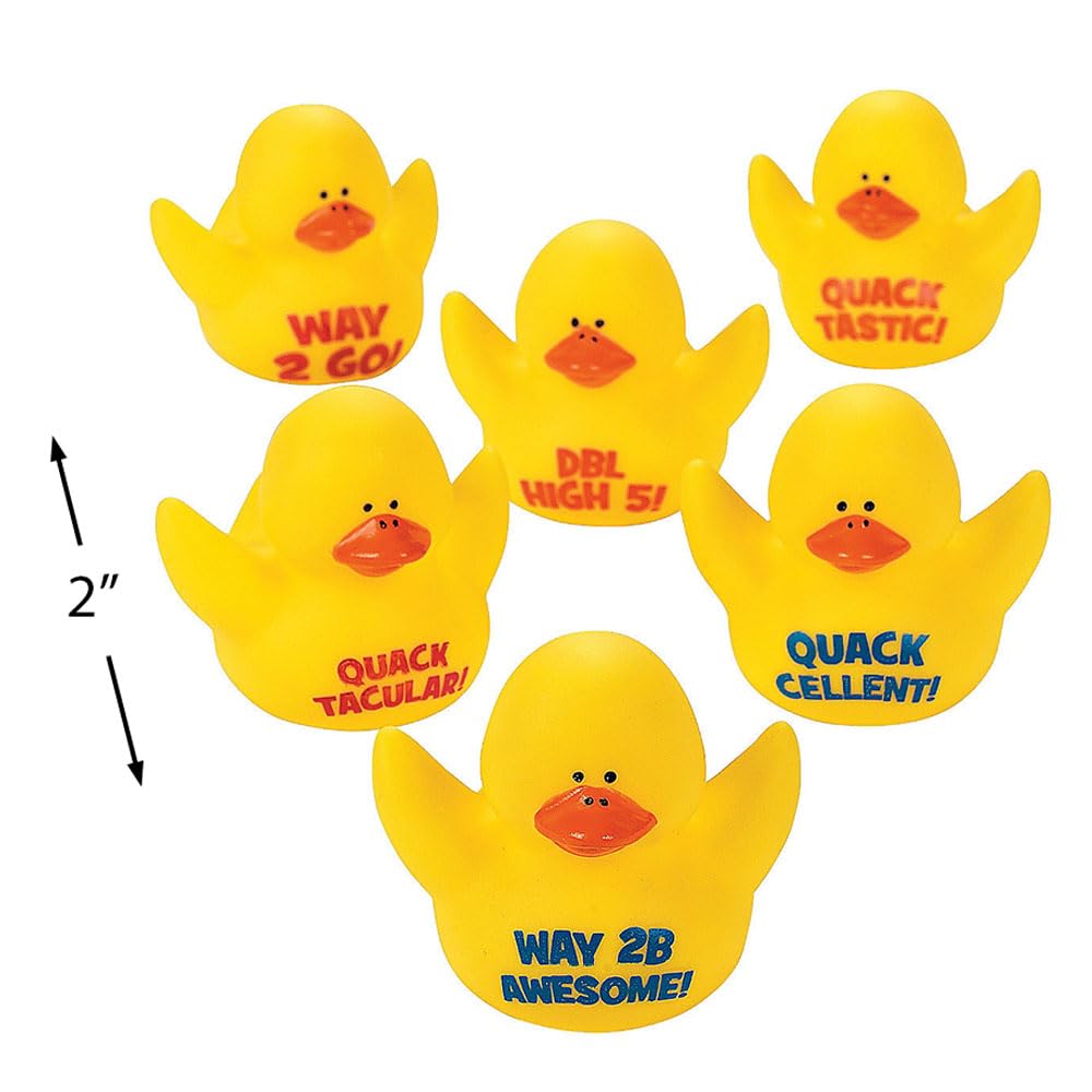 Fun Express Motivational Rubber Duckies - Fun & Engaging Positive Reinforcement Toys for Kids - Perfect for Classroom Rewards Party Favors Learning